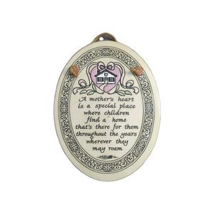 Vintage Trinity Pottery Oval A Mother's Heart Wall Hanging Plaque Made in USA